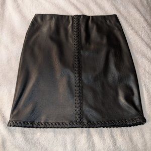 INC Vegan Black Leather Mini Skirt